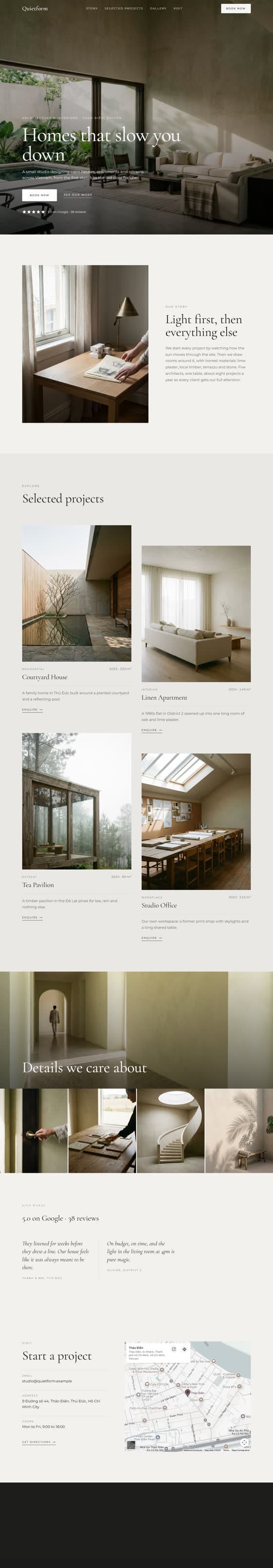 Quietform sample website